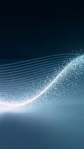 Vertical video showing rising abstract particle wave with flowing lines for tech visuals