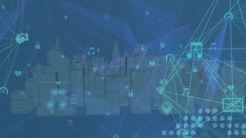 Futuristic Digital Cityscape with Global Networks and Holograms