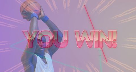 Triumphant Basketball Player with Bold 'You Win' Text Overlay - Download Free Stock Images Pikwizard.com
