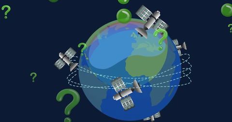 Global connection concepts with satellites and question marks