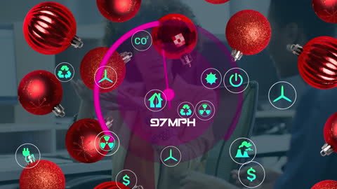 Futuristic Holiday-Themed Data Visualization in Business Office
