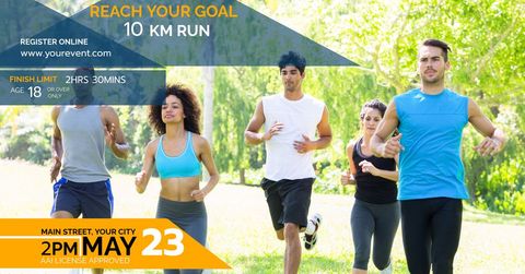 diverse group participating in outdoor 10k run event - Download Free Stock Templates Pikwizard.com