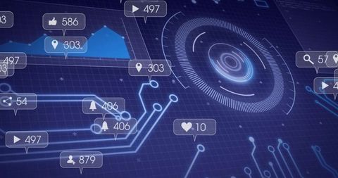 Futuristic Digital Interface with HUD Elements and Data Callouts