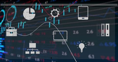 Digital Interface with Financial Data and Tech Icons - Download Free Stock Images Pikwizard.com