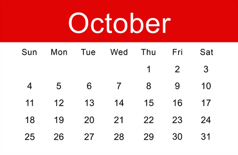 october calendar template on transparent background for easy integration - Download Free Stock Videos Pikwizard.com