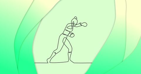 Abstract Outline of Female Boxer on Green Background - Download Free Stock Images Pikwizard.com