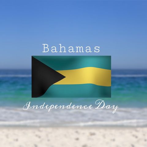 bahamas independence day celebration at beach with national flag - Download Free Stock Templates Pikwizard.com