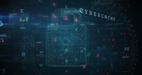 Digital Security Interface with Padlock and Data Streams