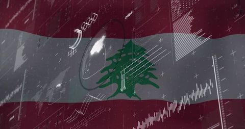 Lebanon Tech and Finance Dashboard with Cedar Emblem Overlay