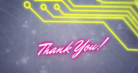 Neon Thank You Banner with Microprocessor Connections - Download Free Stock Images Pikwizard.com
