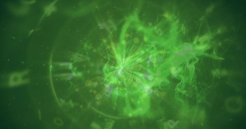 Abstract Green Digital Network Swirl in Motion