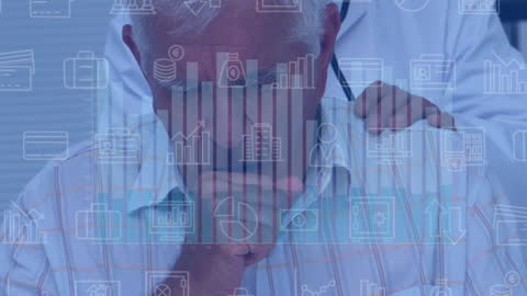 Mature Man with Financial Data Animations: Managing Home Finances