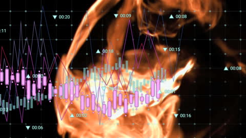 Dynamic Financial Data Visualized with Fiery Background