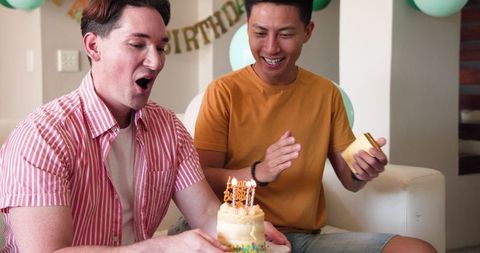Joyful Birthday Celebration for Gay Couple at Home