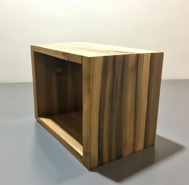 This photo features a minimalist wooden box placed on a gray surface, showcasing modern design and simplicity. It is ideal for use in interior design websites, furniture catalogs, or storage solution blogs. The image highlights clean lines and natural wood texture, making it suitable for contexts emphasizing minimalism, organization, or home decor.
