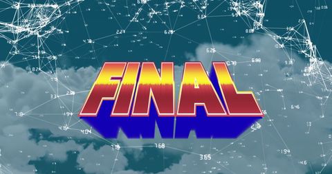Retro Final Arcade Text Over Digital Network Cloudscape - Download Free Stock Images Pikwizard.com