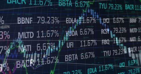 Dynamic financial stock market interface with data visualizations