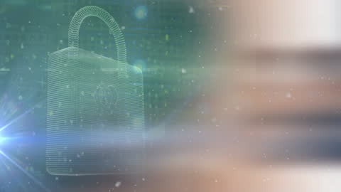 Digital Security Concept with Lock and Data Interface
