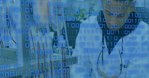 Digital Interface in Healthcare with Doctor Behind Binary Code - Download Free Stock Images Pikwizard.com