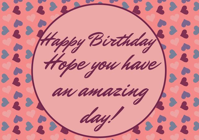 Ideal for birthday celebrations, this card features a heartfelt message and vibrant heart designs against a pink background. Great for social media posts, electronic greeting cards, or printable designs. Perfect for expressing warm birthday wishes to loved ones.