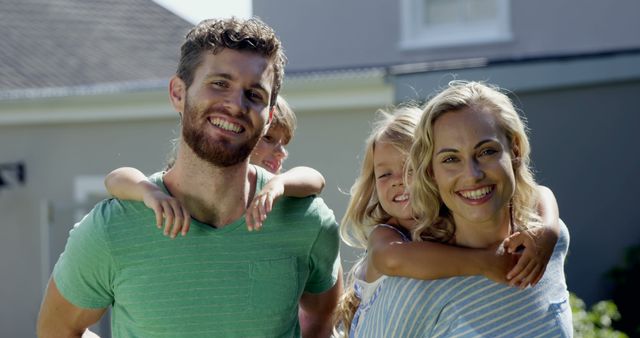 Happy Family Smiling Outdoors in Summer - Download Free Stock Images Pikwizard.com