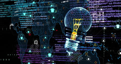 Innovative Digital Technology with Illuminated Lightbulb Concept