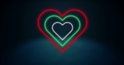 Flashing Neon Hearts on Dark Background - Download Free Stock Images Pikwizard.com
