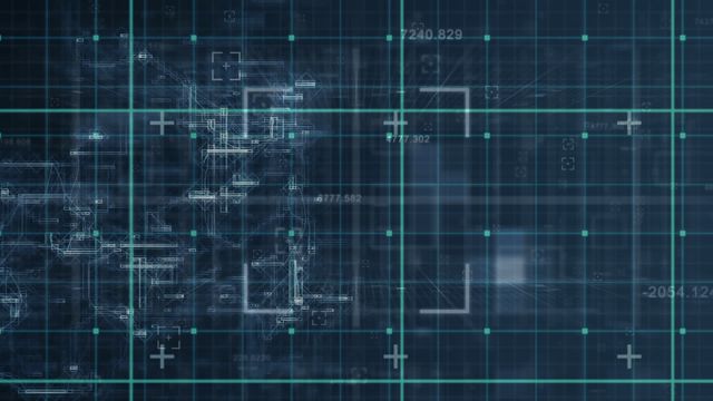 Animation of abstract data overlaying a digital grid represents modern technology data processing. Suitable for technology concept designs, digital platforms, presentations, and educational materials focused on global connections and computing.