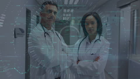 Diverse Doctors and Scientific Data Visualization Concept