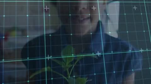 Child Exploring Technology and Nature Fusion with Digital Interface