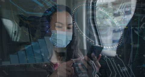 Tech-Savvy Woman Analyzing Data Amid Pandemic Mood