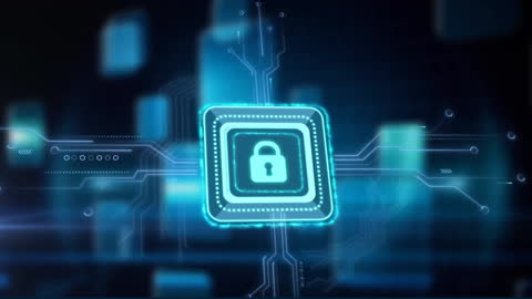 Futuristic Cyber Security Logic Padlock with Digital Connections