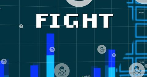 Digital strategy concept with bar graphs and icons