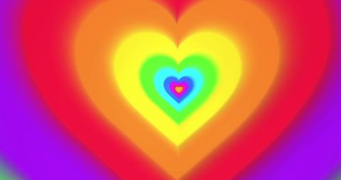Multicolored Heart Tunnel with Radiant Gradient Illusion