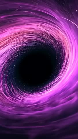 Swirling Purple Vortex Pulling Light into Black Core Vertical Space Loop