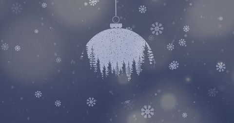Falling Snow Animation with Evergreen Christmas Ornament Design