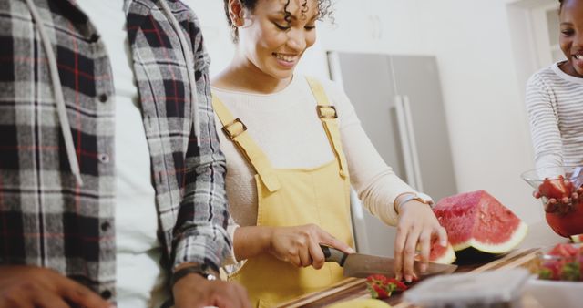 Happy Family Preparing Fresh Fruit in Modern Kitchen - Download Free Stock Images Pikwizard.com