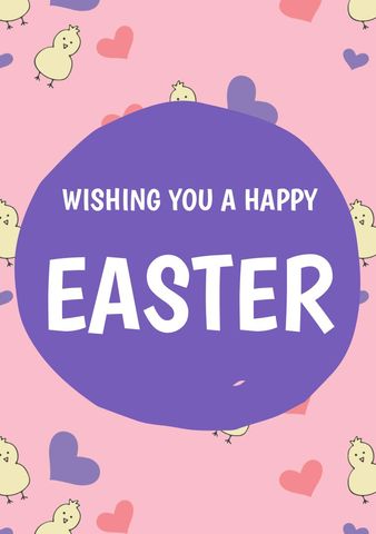 Playful Easter Card Design with Chicks and Hearts - Download Free Stock Templates Pikwizard.com