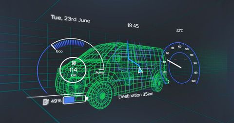 Futuristic 3D Electric Car Interface with Data Visualization - Download Free Stock Images Pikwizard.com