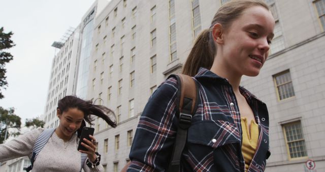 Young Women Enjoying Urban Adventure Together - Download Free Stock Images Pikwizard.com