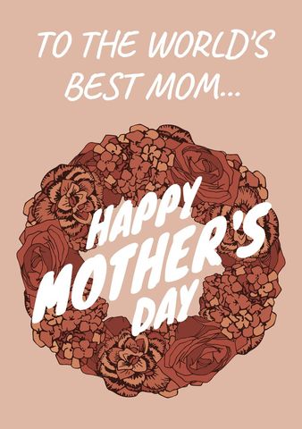 Warm Mother's Day Floral Wreath Greeting Card Design - Download Free Stock Templates Pikwizard.com