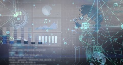 Digital Network and Global Data Processing Interface - Download Free Stock Images Pikwizard.com