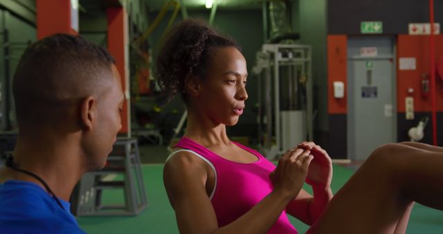 Personal Trainer Assistance During Core Workout at Gym - Download Free Stock Images Pikwizard.com