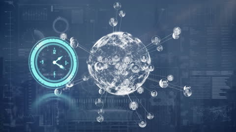 Digital Network Connections on Virtual Globe with Clock