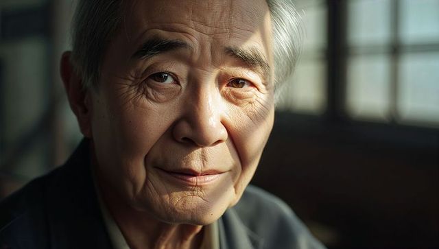 Thoughtful elderly man gazing in sunlit room