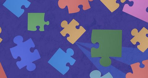 Floating Colorful Puzzles Over Vibrant Blue Background - Download Free Stock Images Pikwizard.com