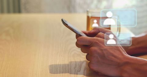 Person Connecting on Social Media with Smartphone at Café - Download Free Stock Images Pikwizard.com