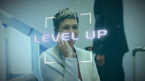 Smiling Professional Woman Using Smartphone with Virtual Upgrade