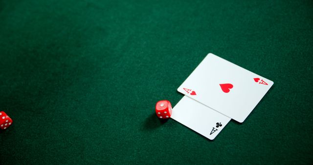 Pair of dice and playing cards on poker table in casino  - Download Free Stock Photos Pikwizard.com