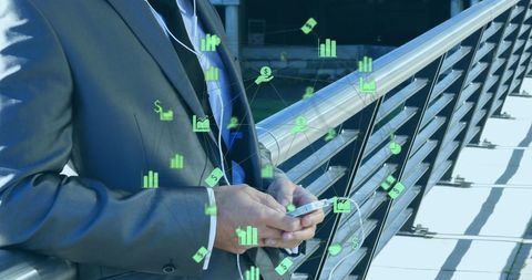 Businessman Using Smartphone with Digital Data Visualization - Download Free Stock Images Pikwizard.com